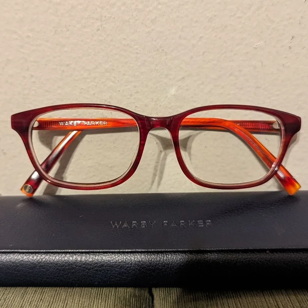 Warby Parker Marshall Eyeglasses Red Frame Preppy Office